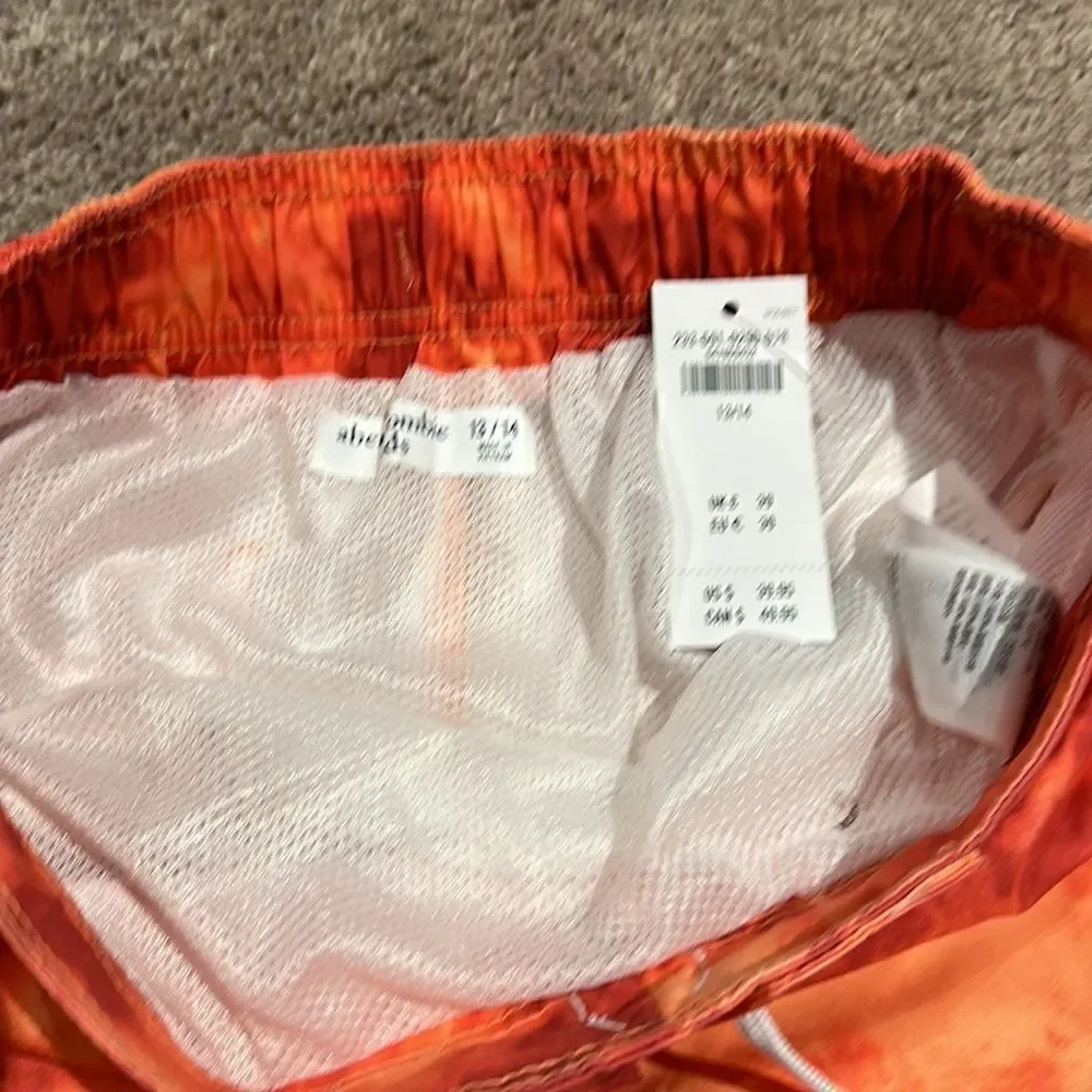 Abercrombie kids board shorts orange size 13/14 NWT